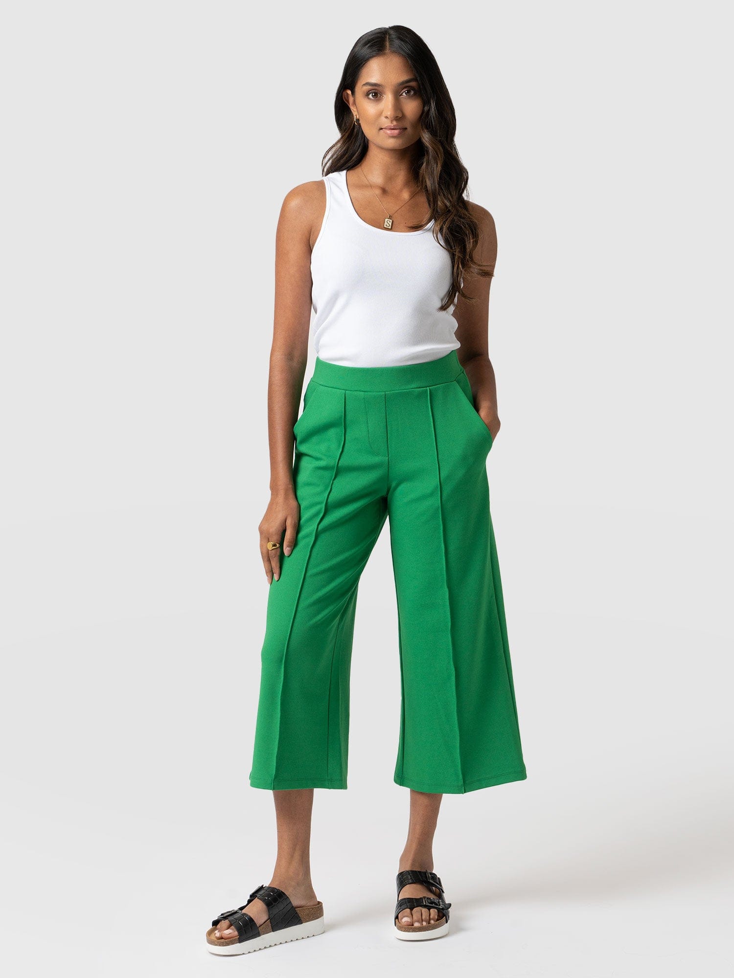 Cavendish Culotte Bright Green - Women's Culottes | Saint + Sofia® USA